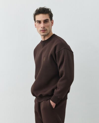 Erkek Şardonlu Üç İplik Must Have Sweat Acı Kahve 