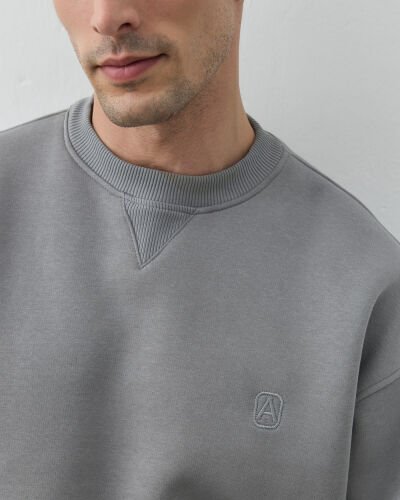 Erkek Şardonlu Üç İplik Must Have Sweat Gri - Aybikestil (1)