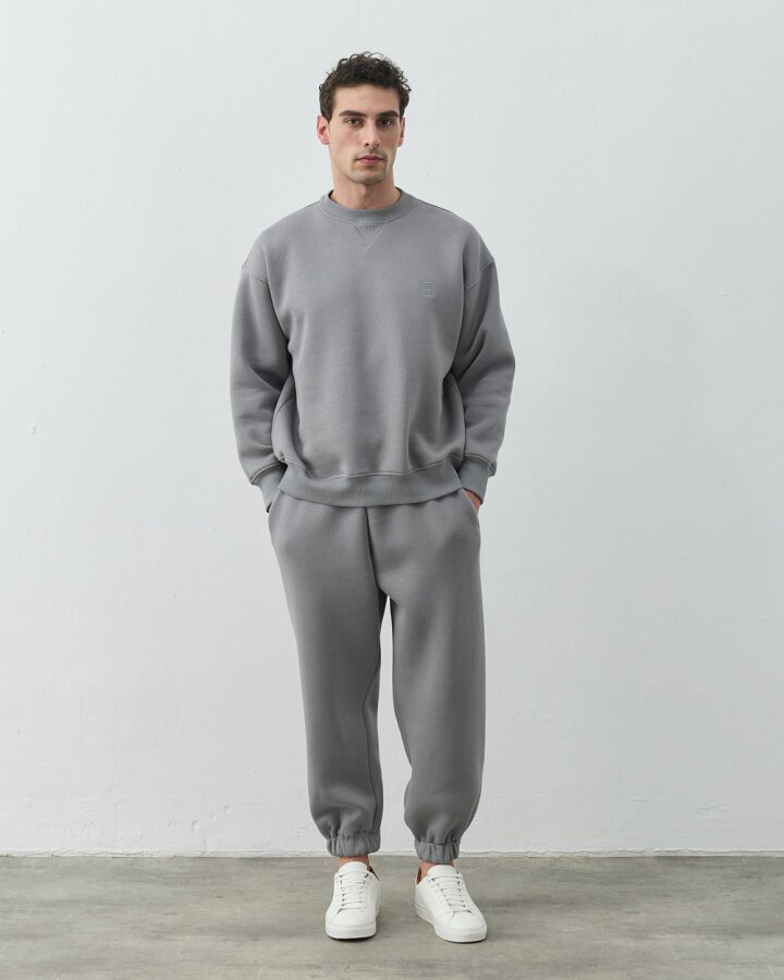 Erkek Şardonlu Üç İplik Must Have Sweat Gri - Aybikestil (1)