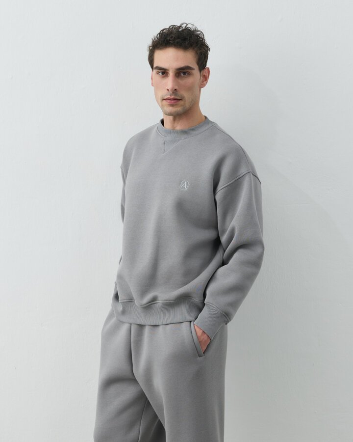 Erkek Şardonlu Üç İplik Must Have Sweat Gri - Aybikestil (1)