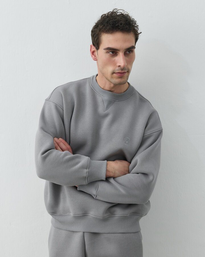 Erkek Şardonlu Üç İplik Must Have Sweat Gri - Aybikestil