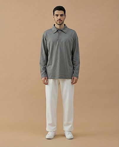 Erkek Süprem Polo Yaka Tshirt Gri 