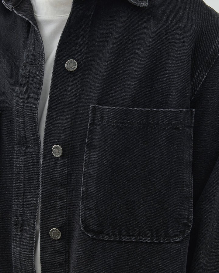 Erkek Unisex Çift Cepli Jean Ceket Füme - Aybikestil (1)