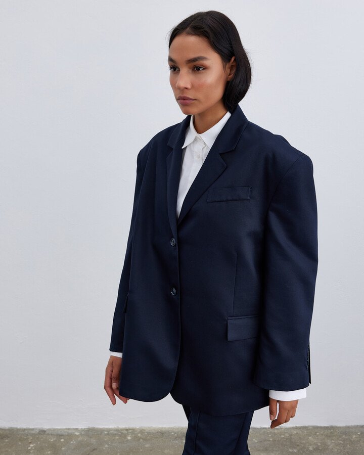 Fırsat Oversize Boyfriend Blazer Ceket Lacivert