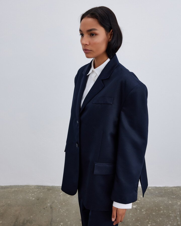 Fırsat Oversize Boyfriend Blazer Ceket Lacivert