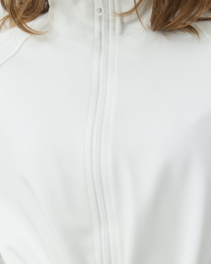 Fitilli Diagonal Fermuarlı Kalkık Yaka Belden Tünelli Ceket Ekru - Aybikestil (1)