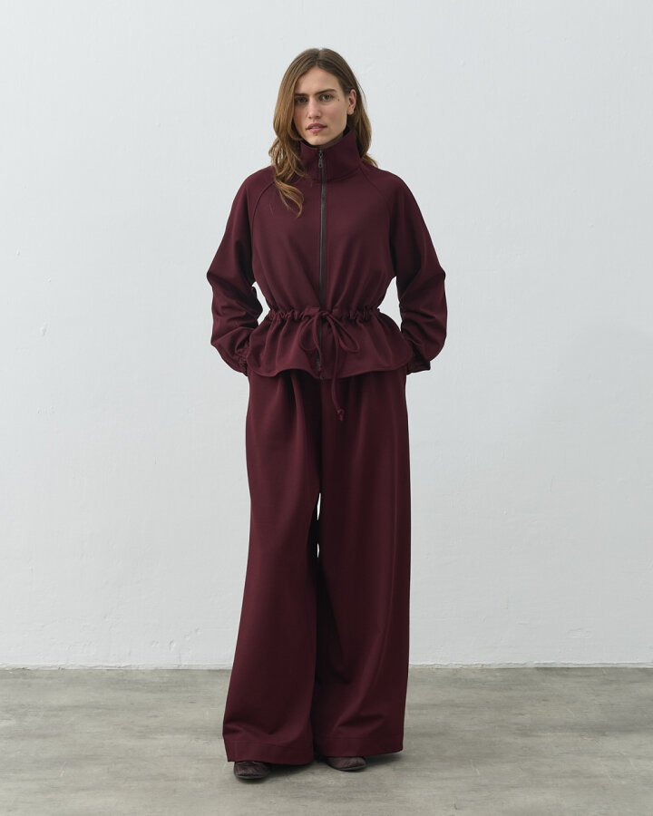 Fitilli Diagonal Wide Leg Pantolon Mürdüm - Aybikestil (1)