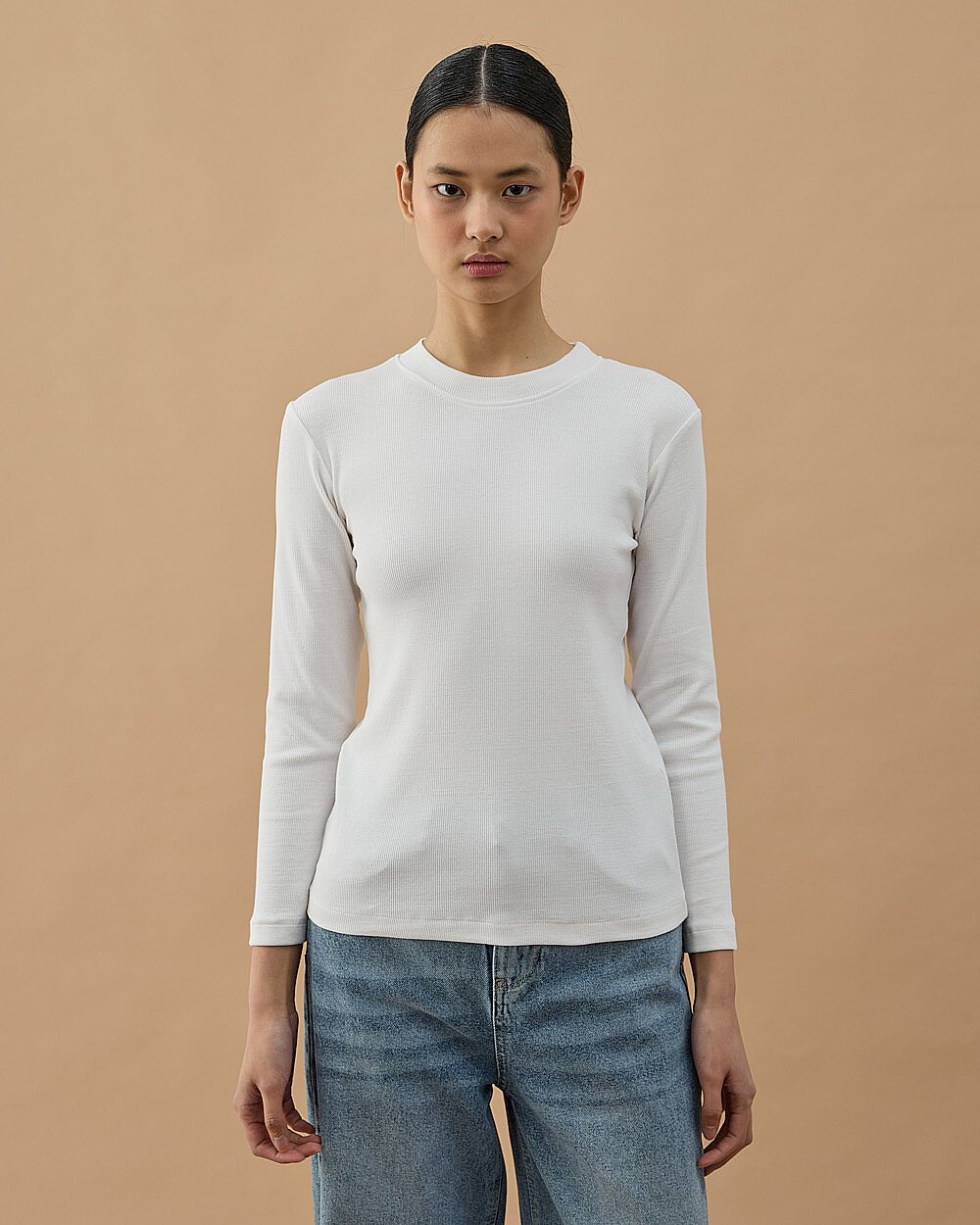 Fitilli Penye Kaşkorse Uzun Kollu Body Ekru - Aybikestil