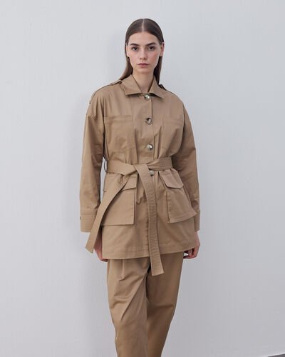 Gabardin Apoletli Safari Ceket Kum 