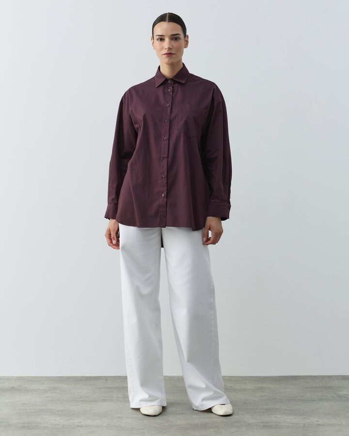 Gabardin Basic Must Gömlek Mürdüm - Aybikestil (1)