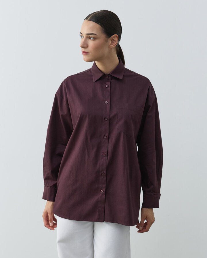 Gabardin Basic Must Gömlek Mürdüm - Aybikestil (1)