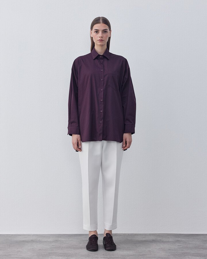 Paper Gabardin Basic Must Gömlek Bordo - Aybikestil (1)