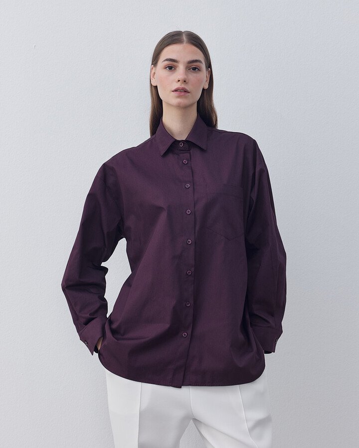 Paper Gabardin Basic Must Gömlek Bordo - Aybikestil