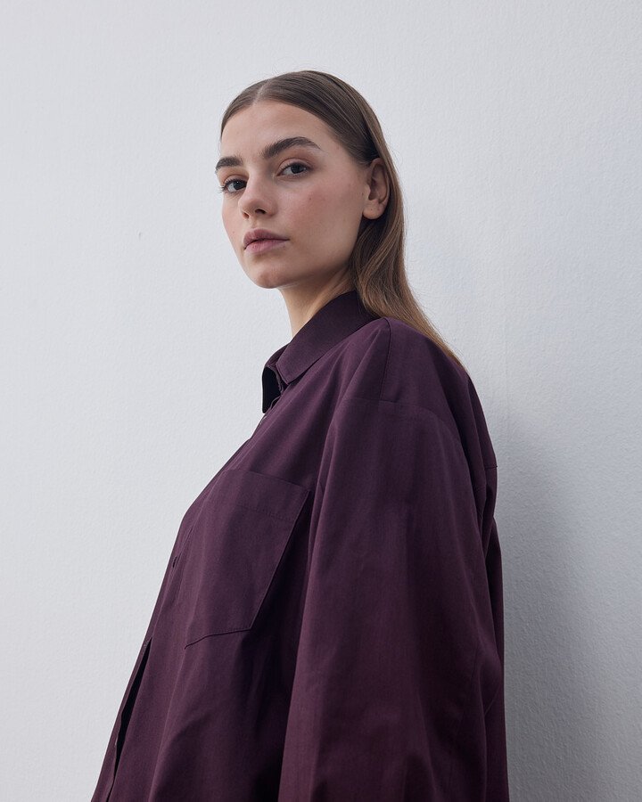 Paper Gabardin Basic Must Gömlek Bordo - Aybikestil (1)