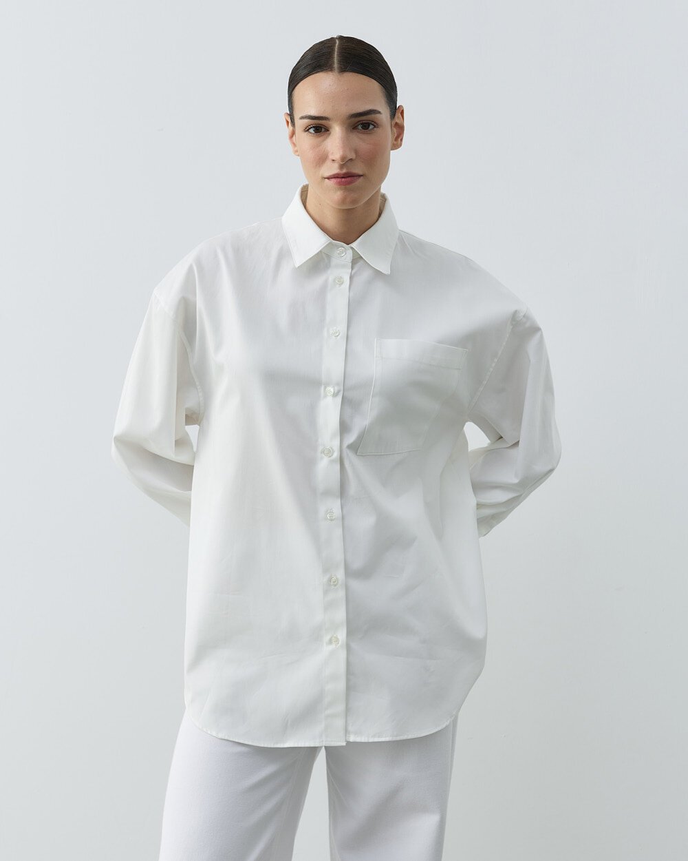 Gabardin Basic Must Gömlek Ekru - Aybikestil