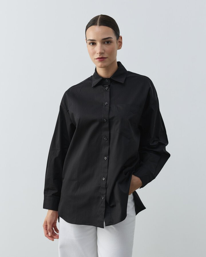 Gabardin Basic Must Gömlek Siyah - Aybikestil
