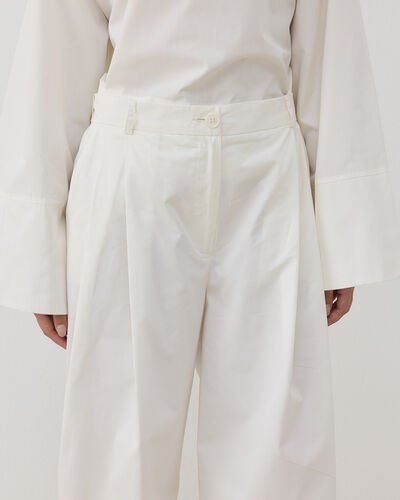 Gabardin Çift Pileli Palazzo Pantolon Ekru - Aybikestil (1)
