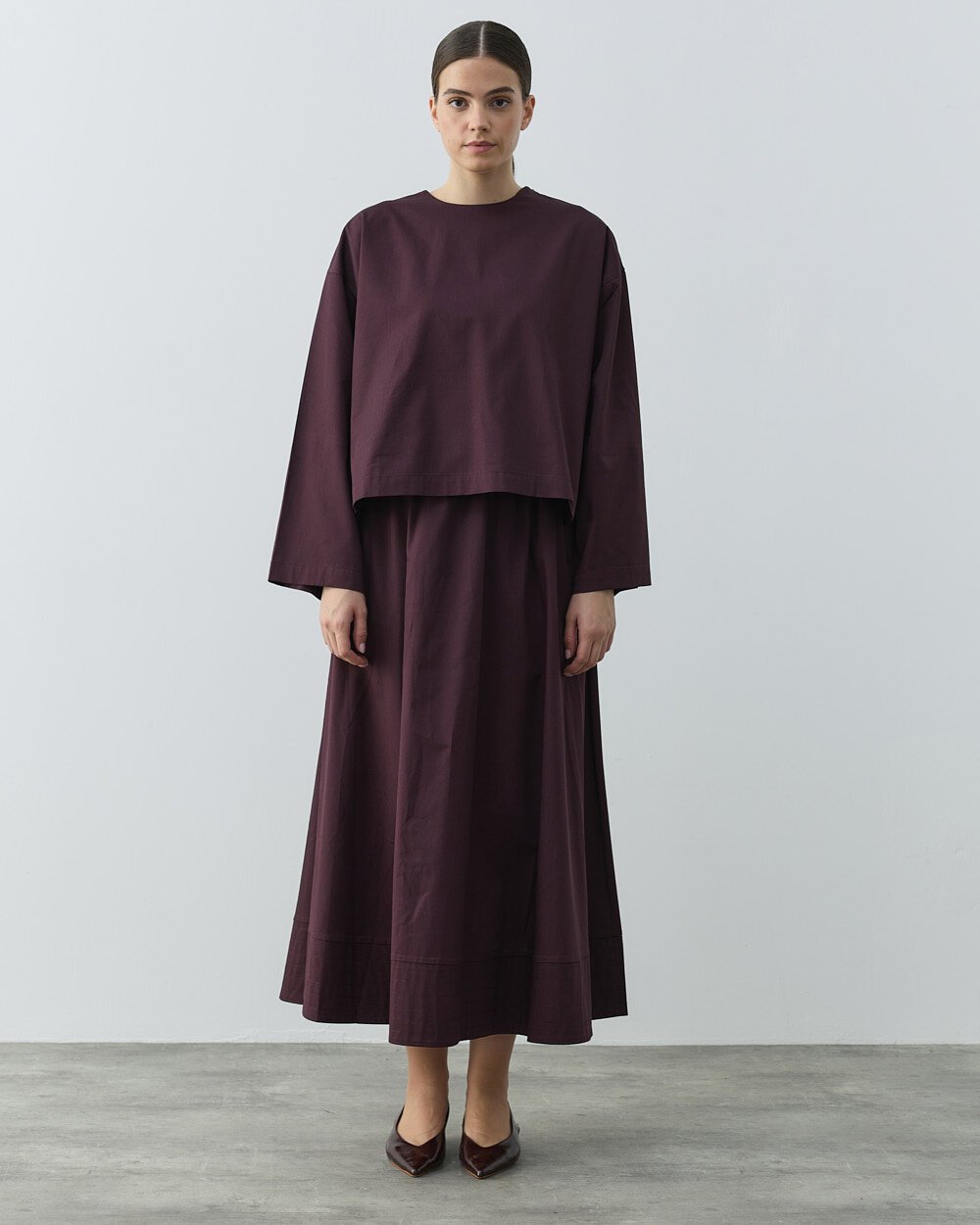 Gabardin Fırsat Etekli Takım Mürdüm - Aybikestil