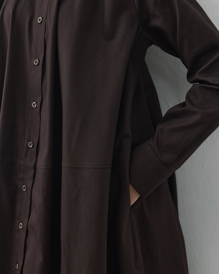 Gabardin Geniş Gömlek Elbise Acı Kahve - Aybikestil (1)
