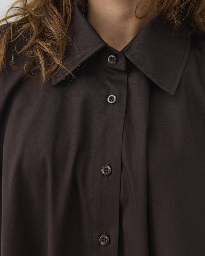 Gabardin Geniş Gömlek Elbise Acı Kahve - Aybikestil (1)