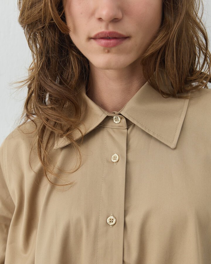 Gabardin Geniş Gömlek Elbise Camel - Aybikestil (1)