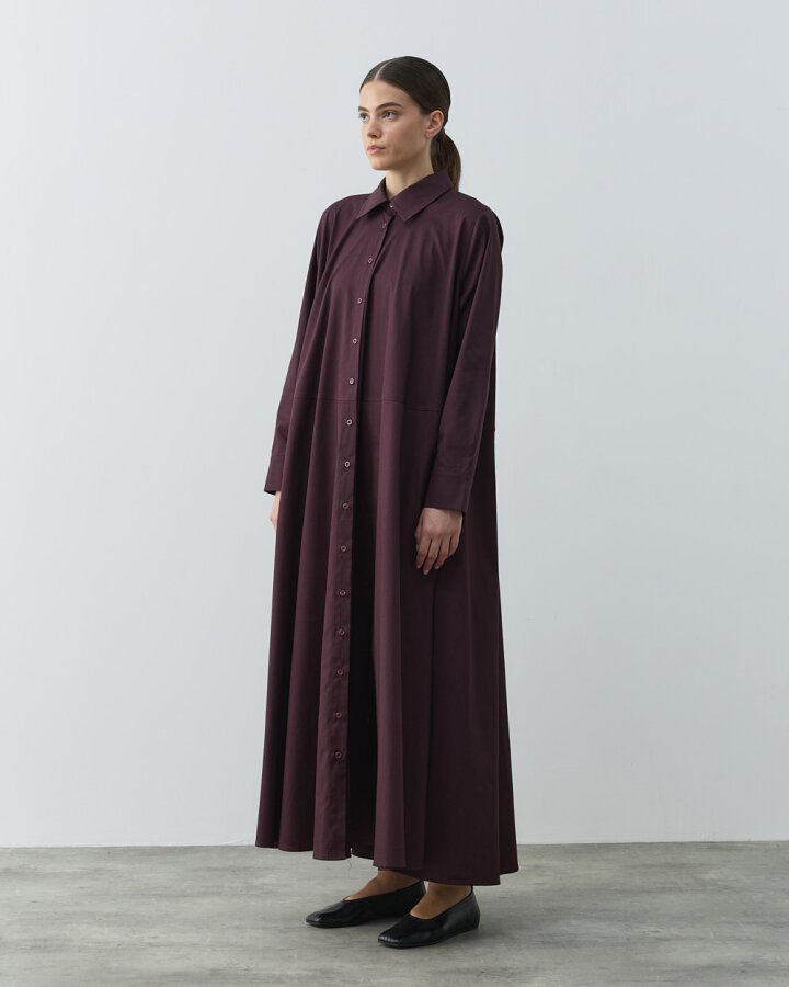 Gabardin Geniş Gömlek Elbise Mürdüm - Aybikestil (1)