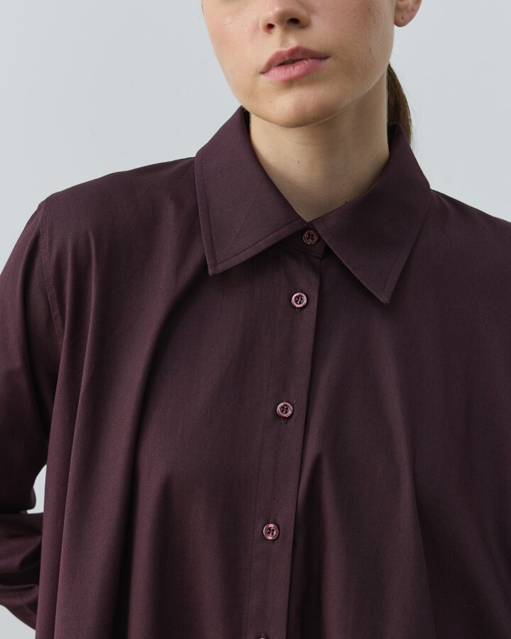 Gabardin Geniş Gömlek Elbise Mürdüm - Aybikestil (1)