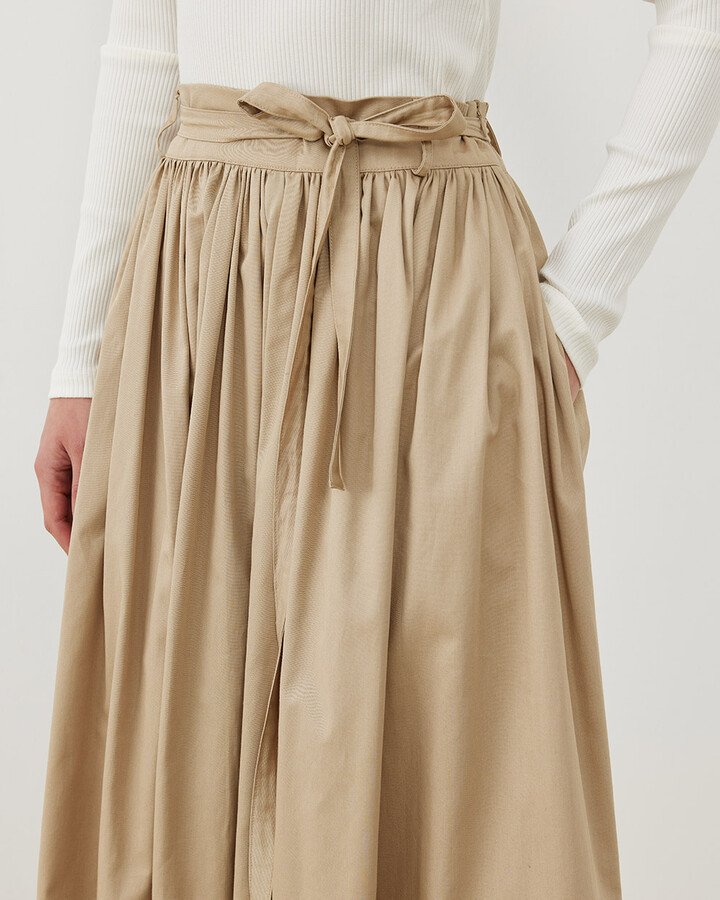 Gabardin Glory Büzgülü Balon Etek Bej - Aybikestil (1)