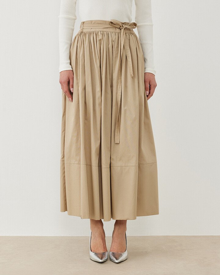 Gabardin Glory Büzgülü Balon Etek Bej - Aybikestil