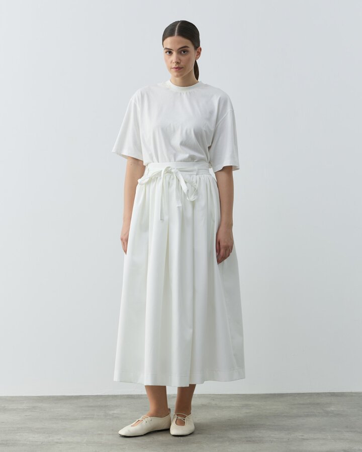 Paper Gabardin Glory Büzgülü Balon Etek Ekru - Aybikestil (1)