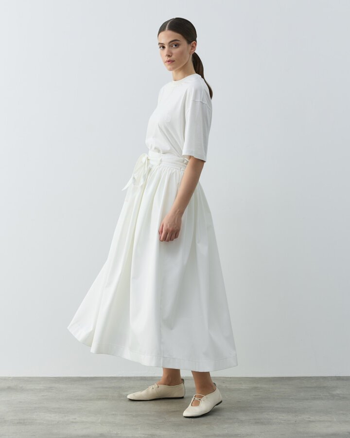 Paper Gabardin Glory Büzgülü Balon Etek Ekru - Aybikestil (1)