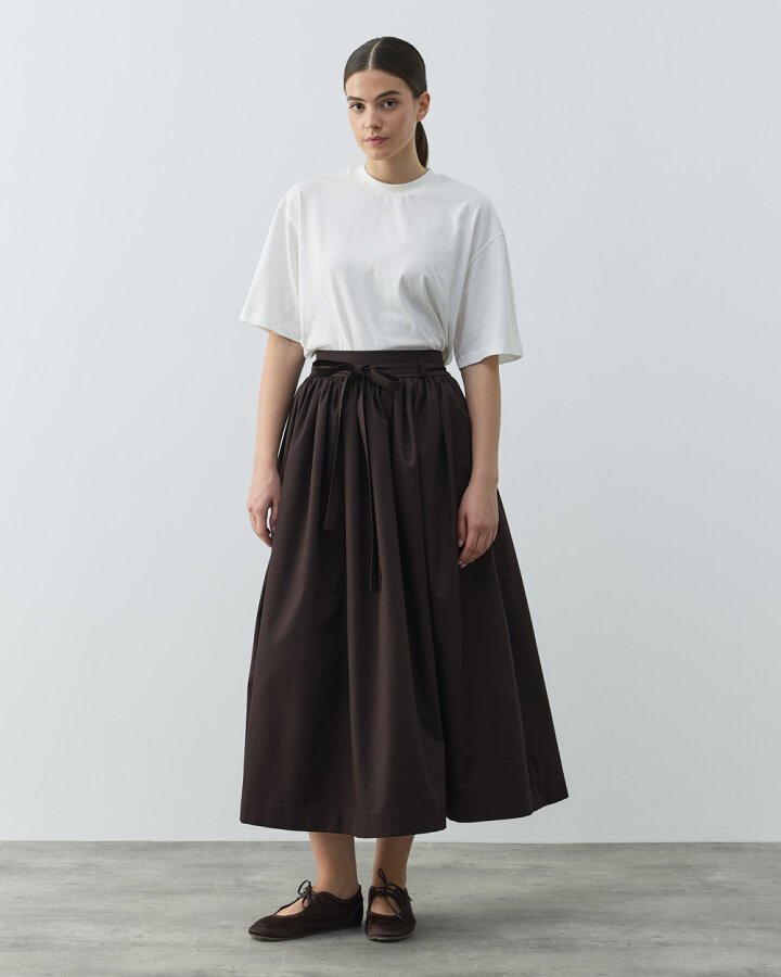 Paper Gabardin Glory Büzgülü Balon Etek Kahve - Aybikestil (1)