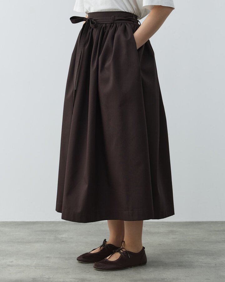 Paper Gabardin Glory Büzgülü Balon Etek Kahve - Aybikestil (1)