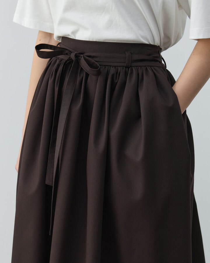 Paper Gabardin Glory Büzgülü Balon Etek Kahve - Aybikestil (1)