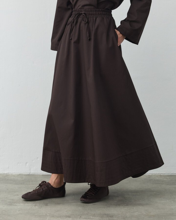 Gabardin Nervür Detaylı Cepli Font Etek Acı Kahve - Aybikestil (1)