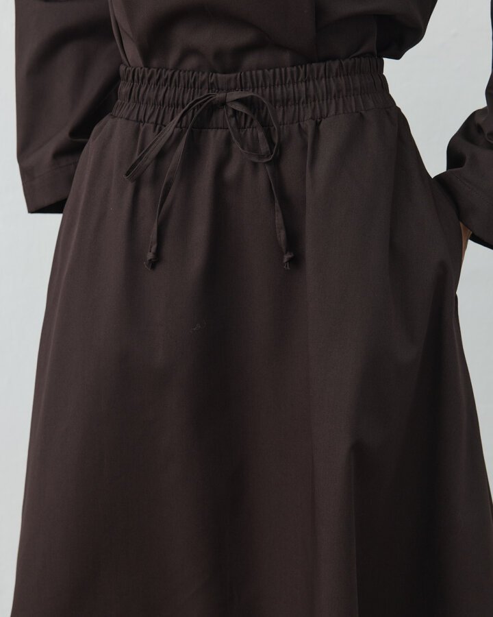 Gabardin Nervür Detaylı Cepli Font Etek Acı Kahve - Aybikestil (1)