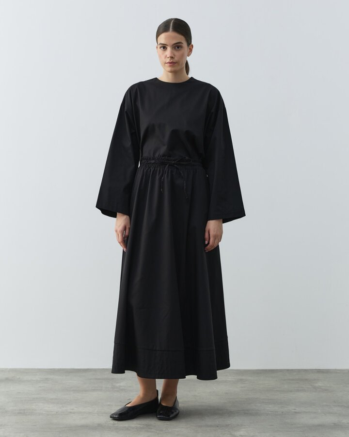 Gabardin Nervür Detaylı Cepli Font Etek Siyah - Aybikestil (1)