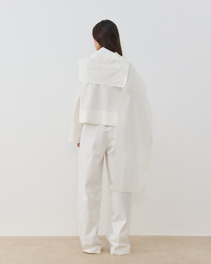 Gabardin Seyyar Atkılı Kimono Bluz Ekru