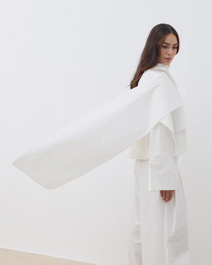 Gabardin Seyyar Atkılı Kimono Bluz Ekru