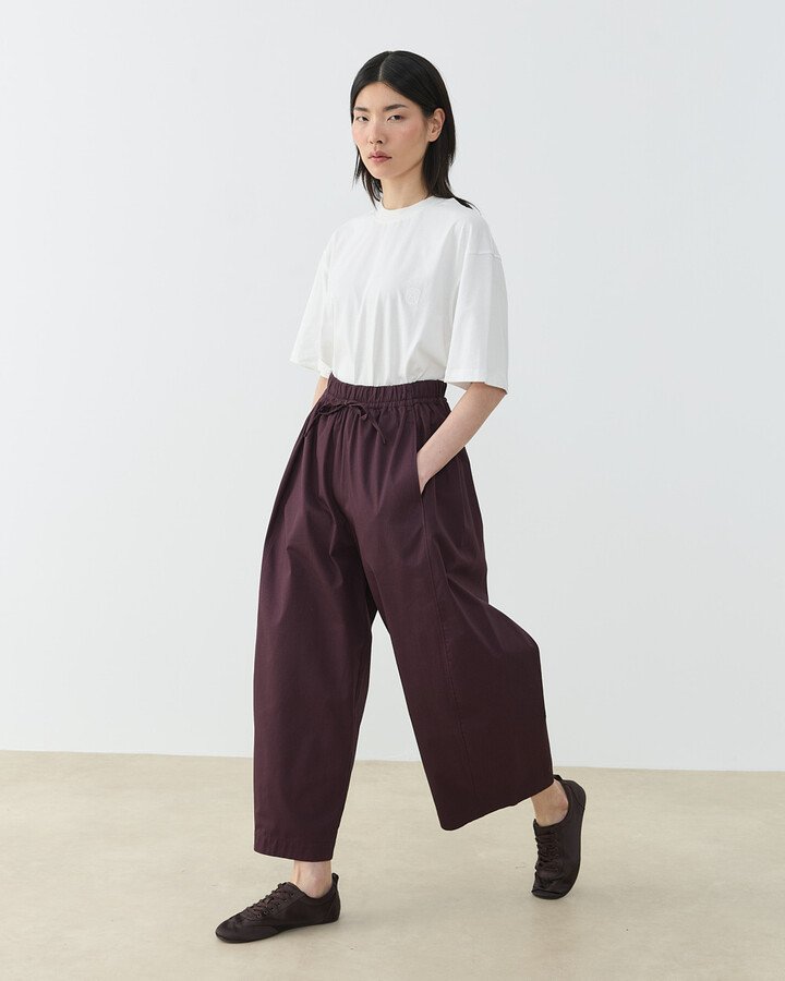 Gabardin Yanı Ekli Ekstra Barrel Fit Bol Pantolon Mürdüm