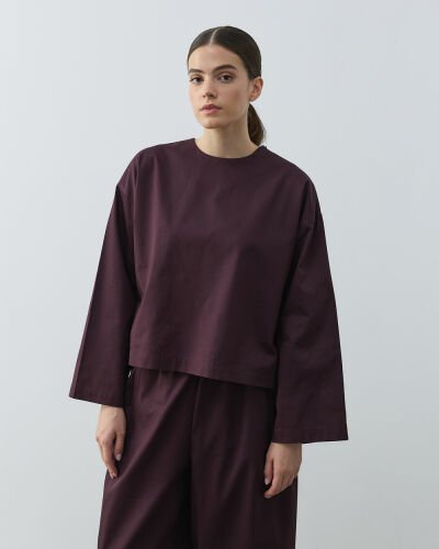 Gabardin Yırtmaçlı Basic Bluz Bordo 