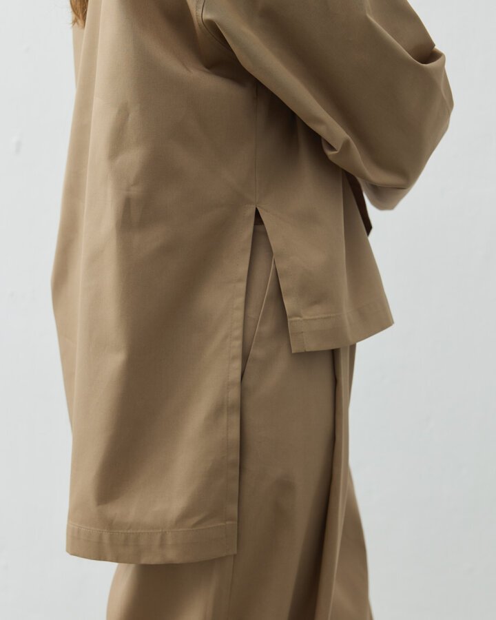 Gabardin Yırtmaçlı Basic Bluz Camel - Aybikestil (1)