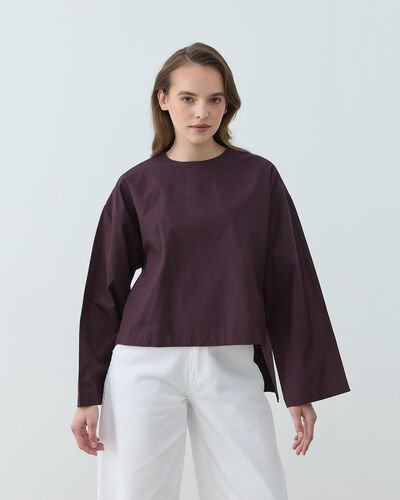 Gabardin Yırtmaçlı Basic Bluz Mürdüm 