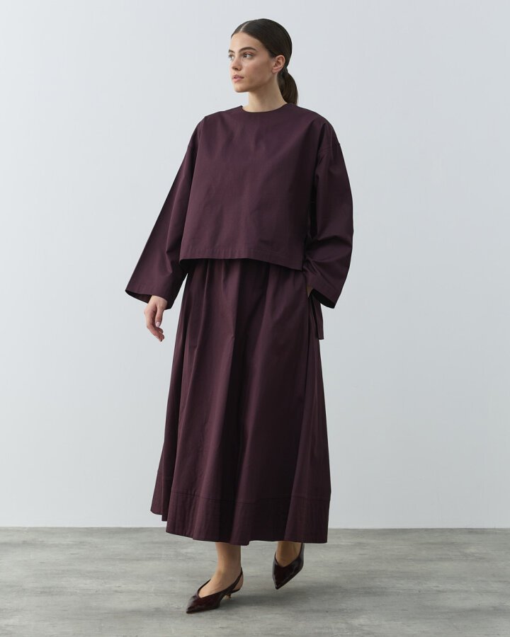 Gabardin Yırtmaçlı Basic Bluz Mürdüm - Aybikestil (1)