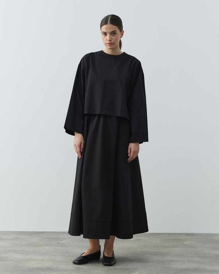 Gabardin Yırtmaçlı Basic Bluz Siyah - Aybikestil (1)