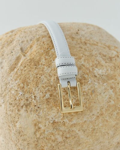 Gerçek Deri İnce Kemer Beyaz - Aybikestil (1)