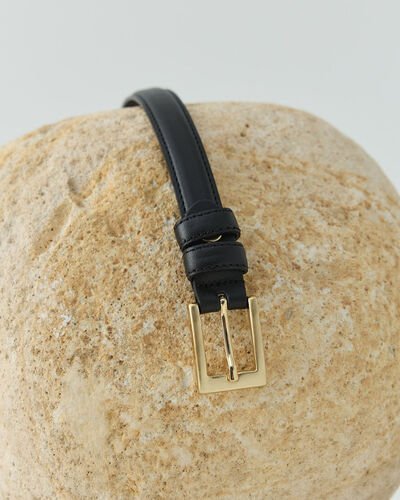 Gerçek Deri İnce Kemer Siyah - Aybikestil (1)