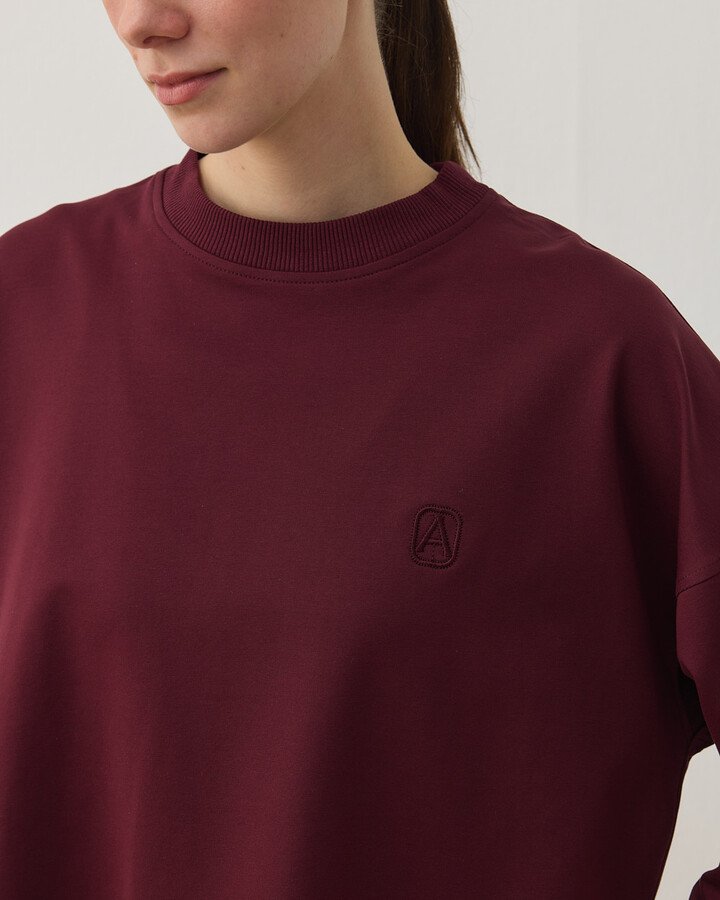 İki İplik Yırtmaçlı Sweat Bluz Bordo