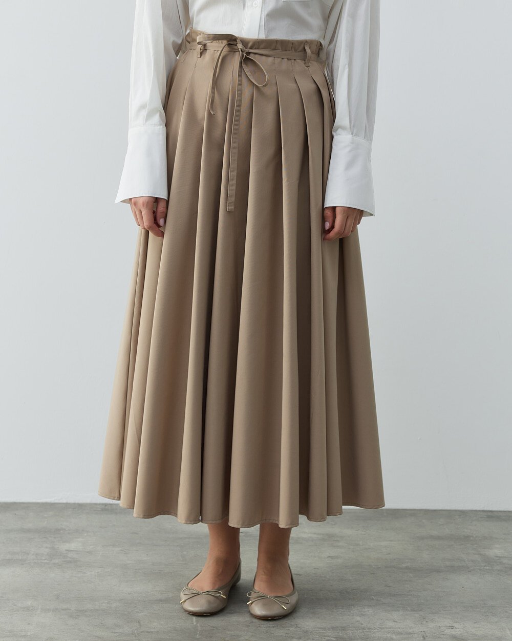 Kalın Pileli Etek Bej - Aybikestil