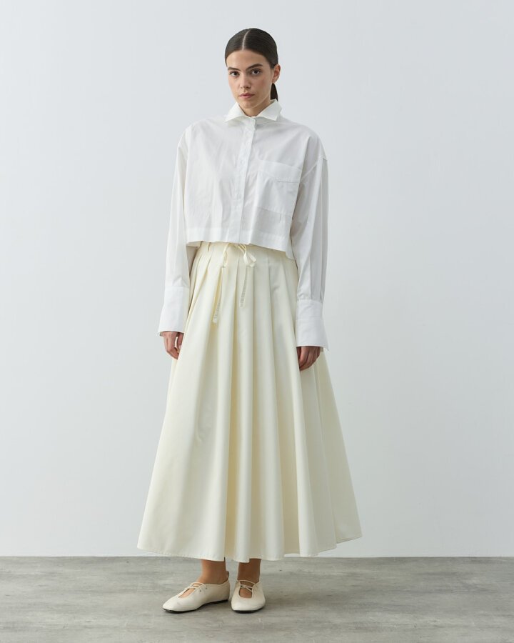 Kalın Pileli Etek Ekru - Aybikestil (1)